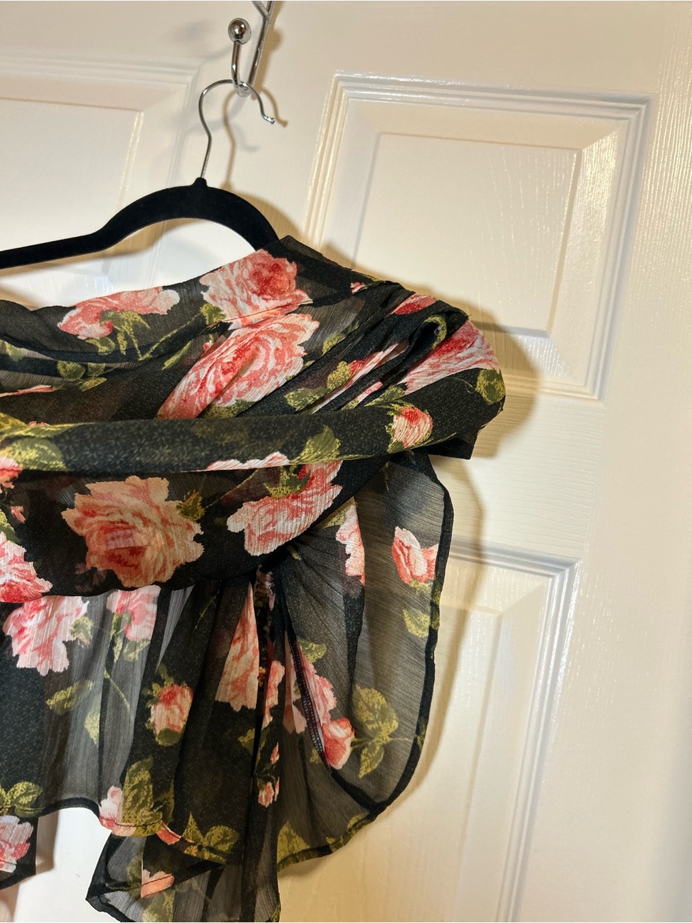 Sheer Floral Ruffle Crop Top - Picture 4 of 4